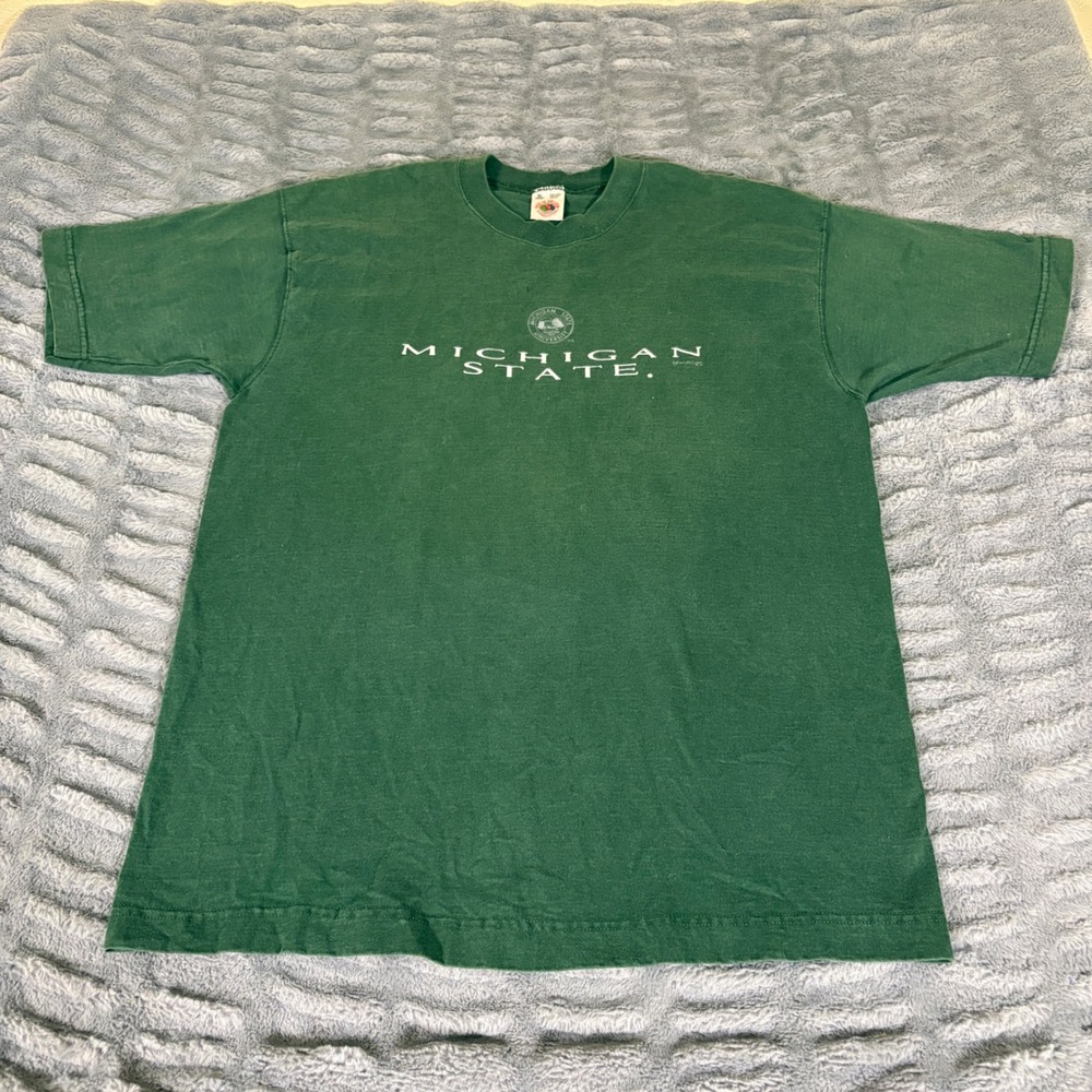 Vintage 90s Michigan State University T Shirt XL Fruit of the Loom Supercotton